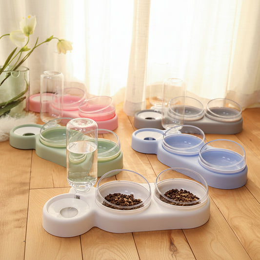 Petity Raised Pet Feeder with Water Fountain – Double Bowl for Cats & Dogs