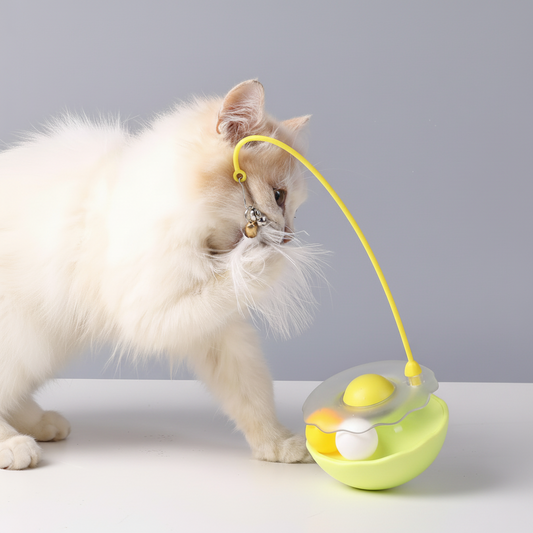Petity Interactive Cat Tumbler Toy with Feather & Bell