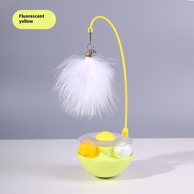 Petity Interactive Cat Tumbler Toy with Feather & Bell