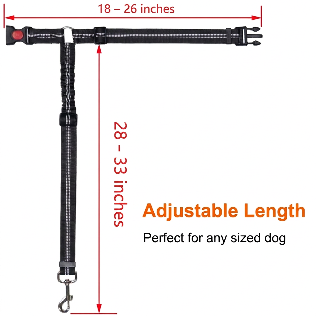 Black seat belt with measurements in inches