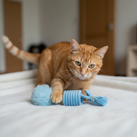 Petity Cat Spring Toy with Rabbit Fur Ball – Indoor Play & Exercise