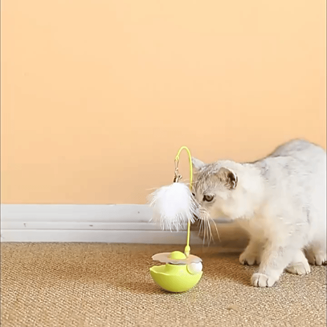Petity Interactive Cat Tumbler Toy with Feather & Bell