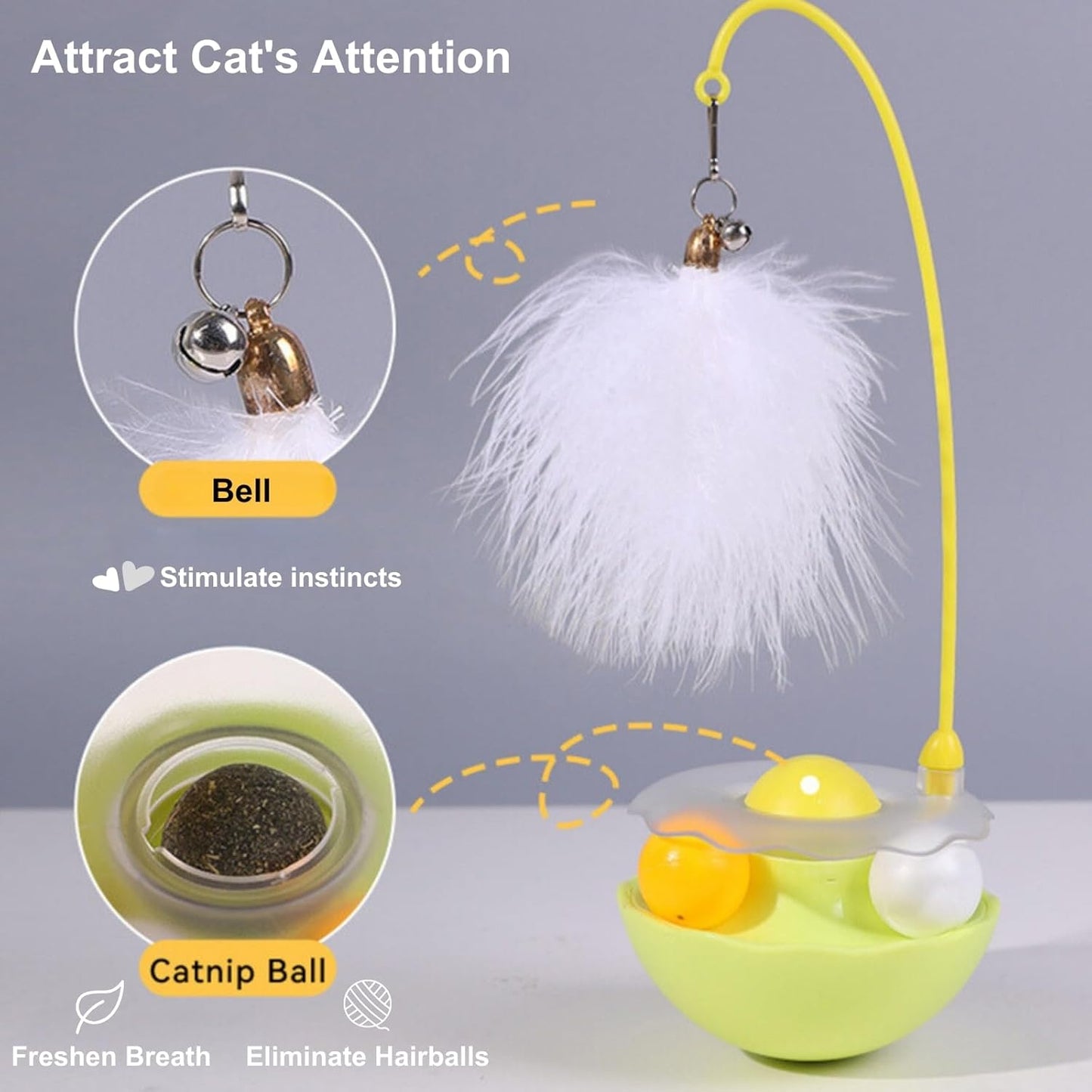 Petity Interactive Cat Tumbler Toy with Feather & Bell